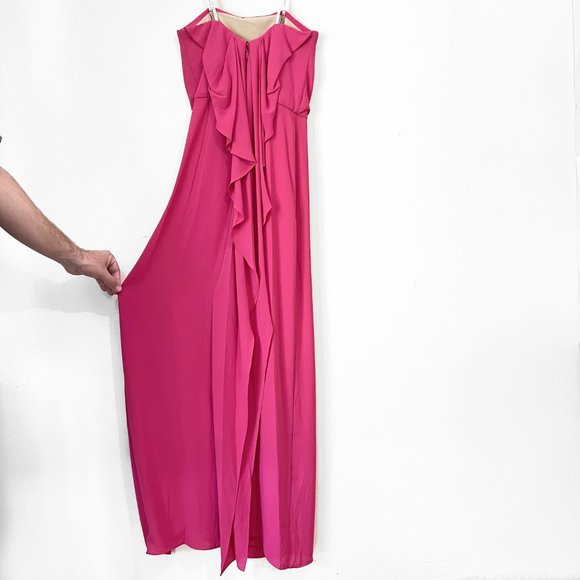 NEW! Halston Heritage Fuchsia Strapless Split Front Maxi Gown Dress - Picture 10 of 13